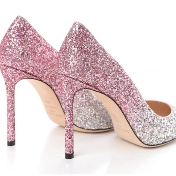 Jimmy Choo Romy 100 mm shaded coarse  glitter pumps - Picture 4 of 16